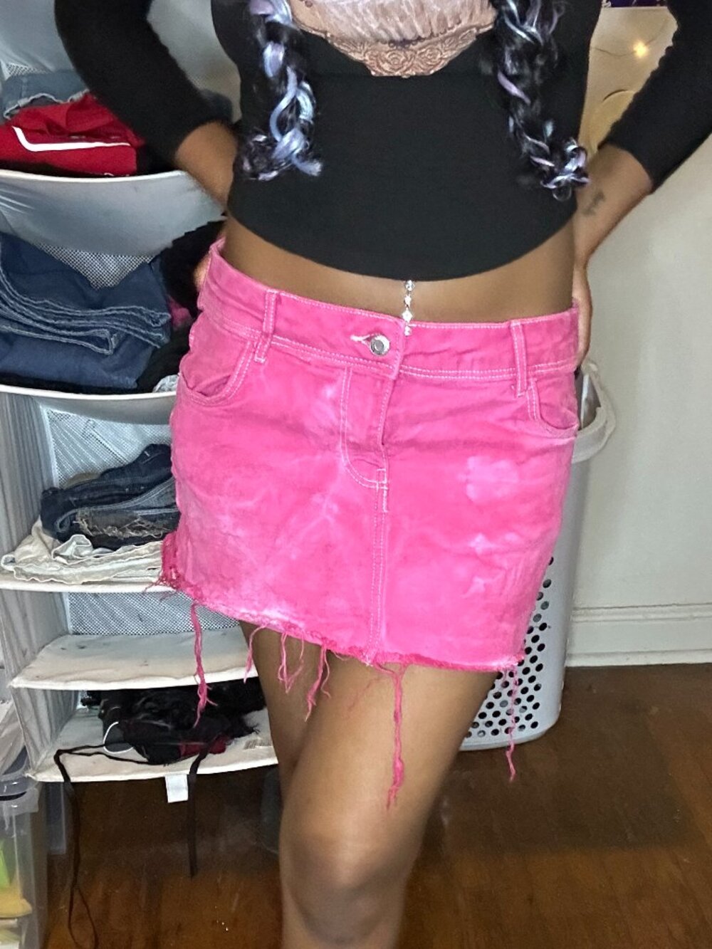 Hot Pink Tie-Dye Mini Skirt
